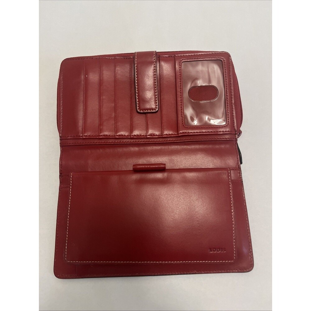 LODIS Women's Premier Leather Audrey Trifold Clutch Wallet Red - Picture 11 of 12
